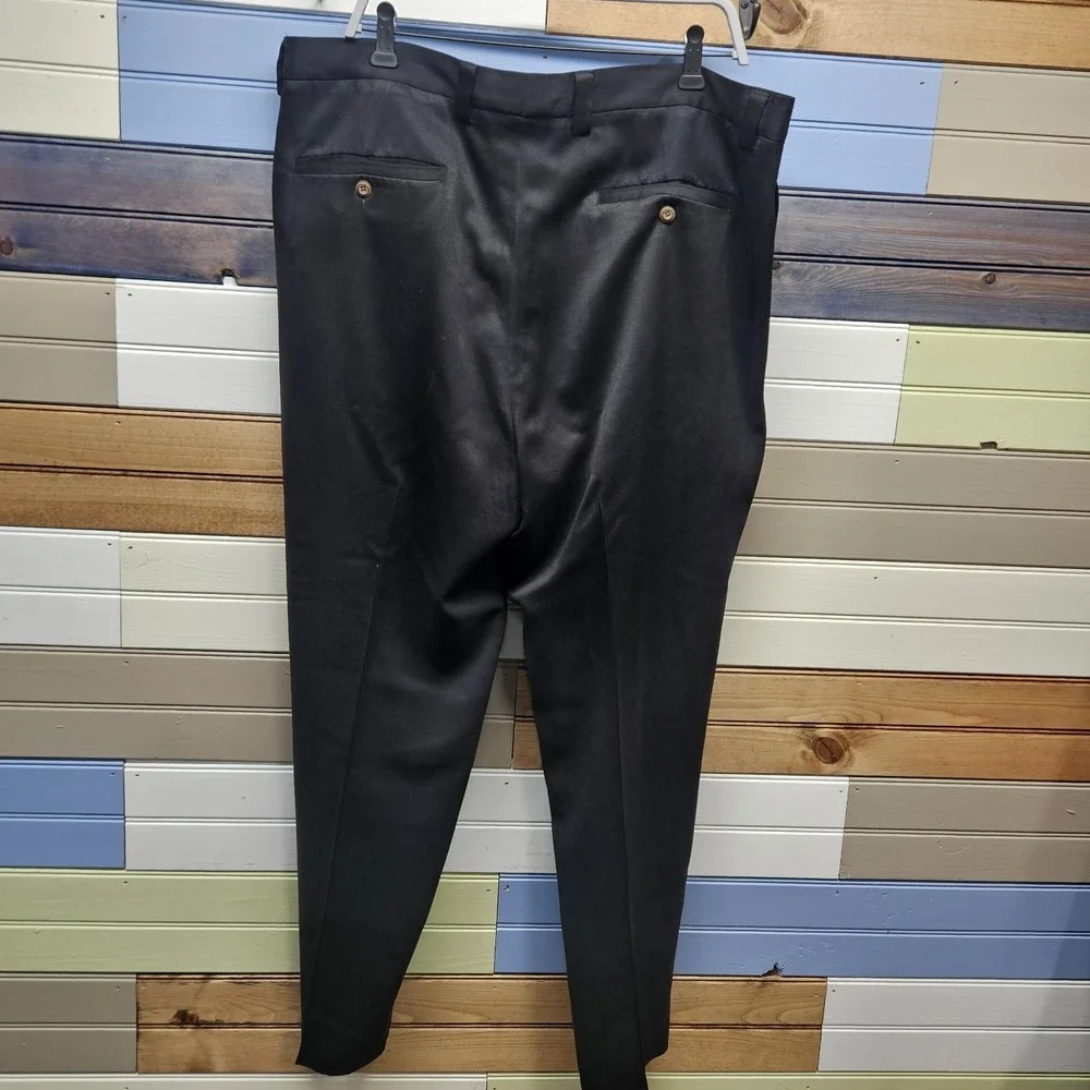 Tommy Bahama Pants Mens 40x30 Black 100% Silk Chino Relaxed Fit Pleated Front